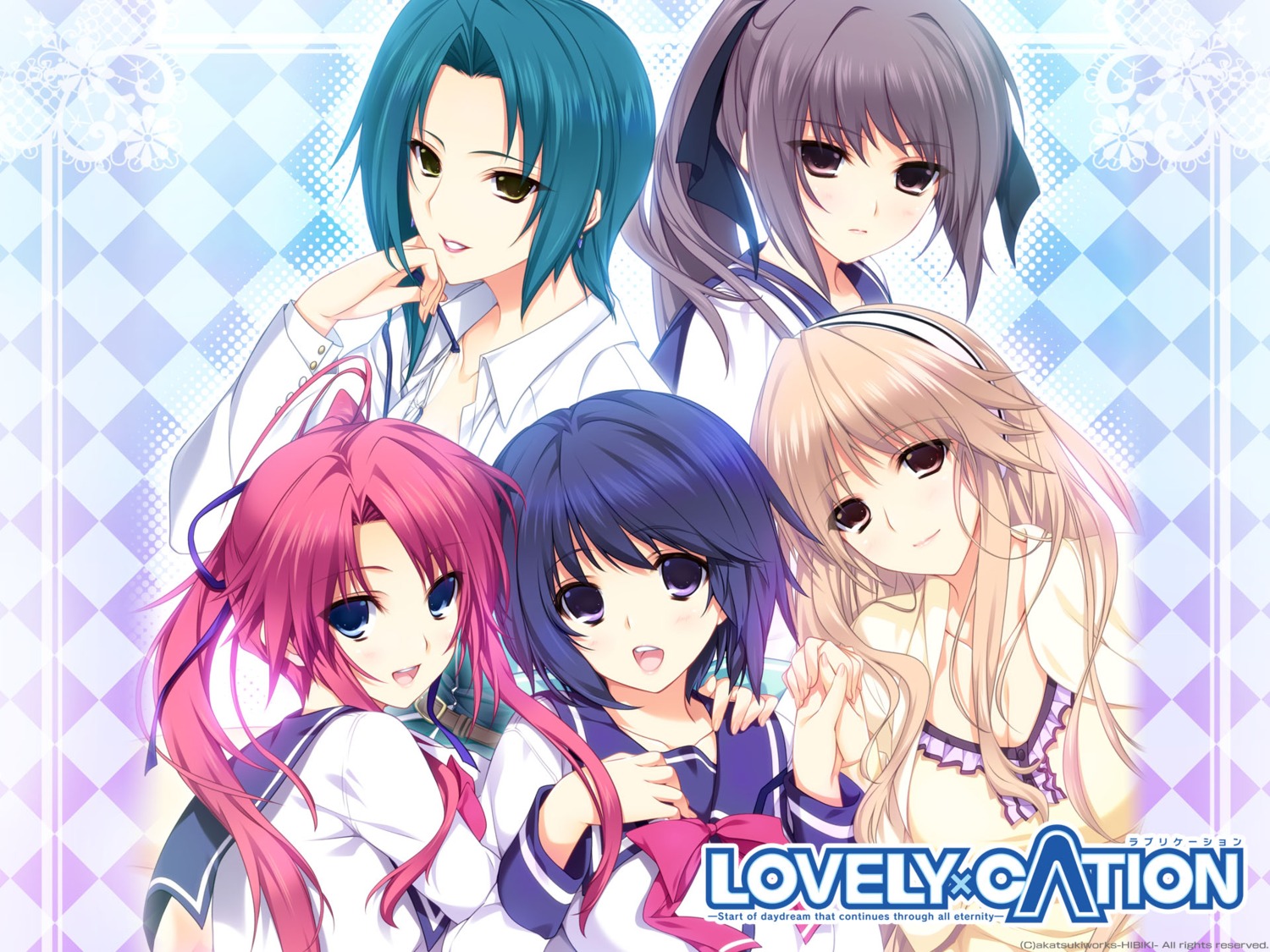akatsuki-works, amagase_yuuki, iizuki_tasuku, inubousaki_aya, kurokawa_sera, lovely_x_cation, nanasawa_yuni, seifuku, tsukioka_misasa, wallpaper