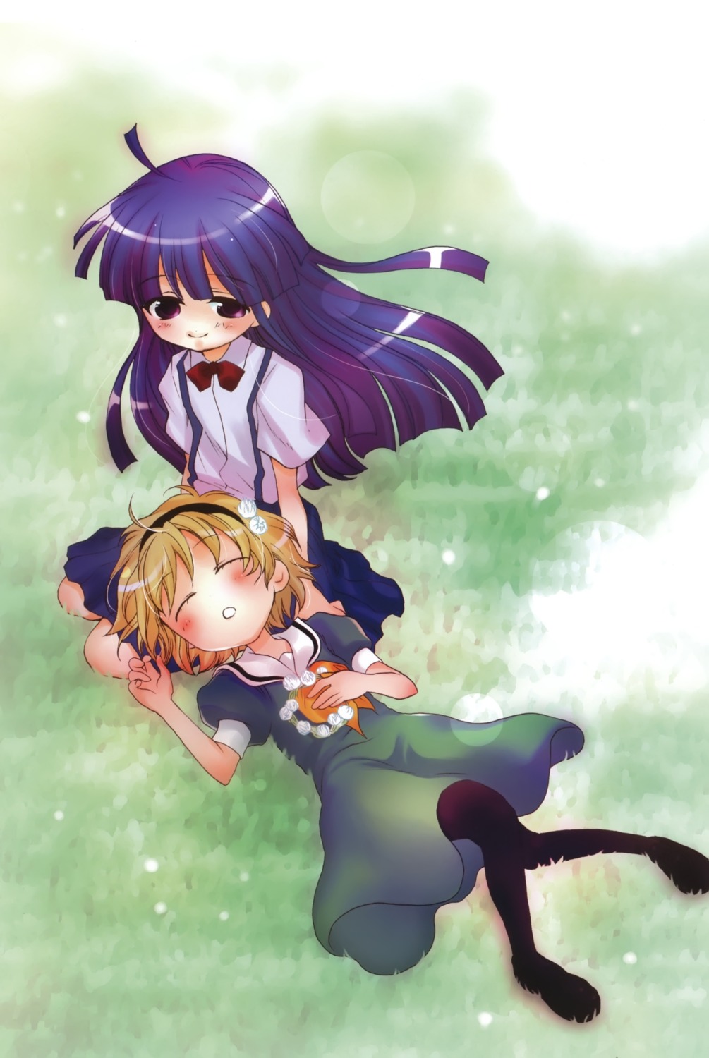 furude_rika, higurashi_no_naku_koro_ni, houjou_satoko, pantyhose, suzuki_jirou