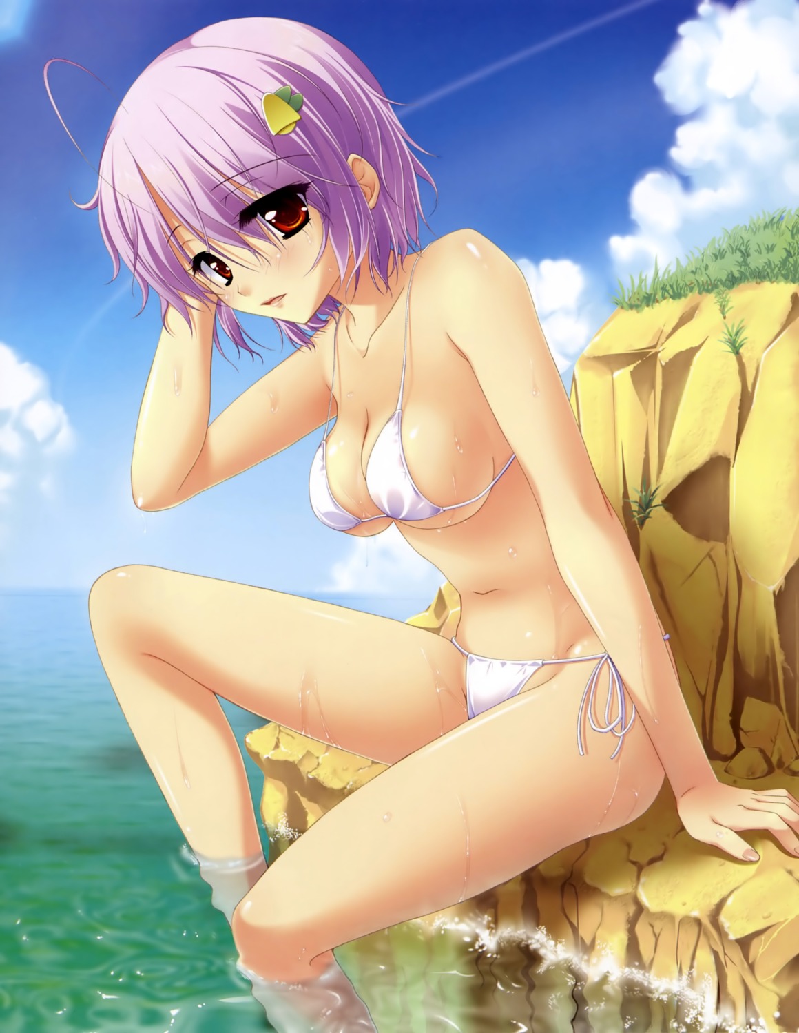 bikini, honey_coming, hook, matsushita_makako, rakko_(maka-rakko), shichiri_yuma, swimsuits