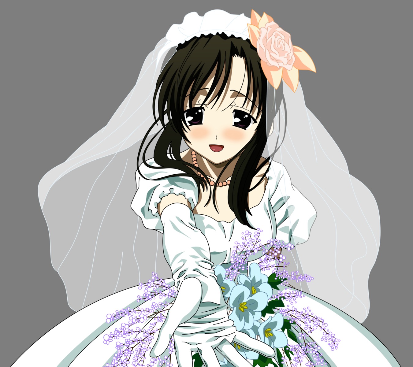 dress, gotou_junji, katsura_kotonoha, overflow, school_days, transparent_png, vector_trace, wedding_dress