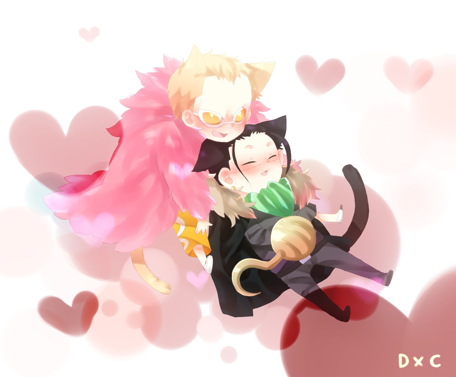 132_(asaka), animal_ears, chibi, crocodile, donquixote_doflamingo, male, one_piece, tail