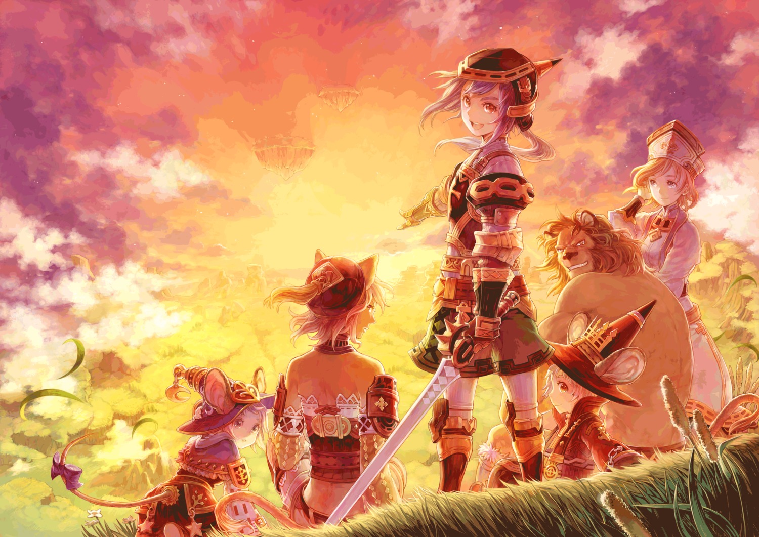 animal_ears, armor, russel_(yumeriku), sword, tail