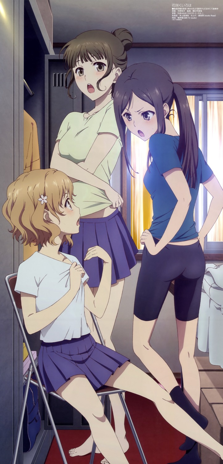 amano_kazuko, bike_shorts, hanasaku_iroha, matsumae_ohana, oshimizu_nako, tsurugi_minko