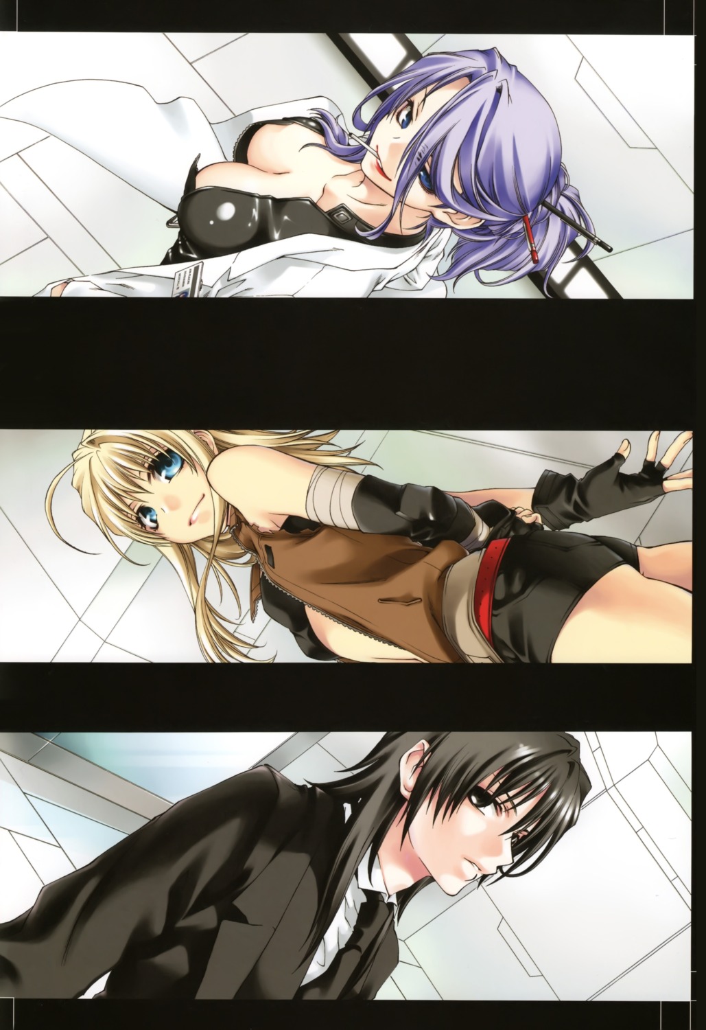 cleavage, mother_keeper, open_shirt, smoking, sorano_kairi