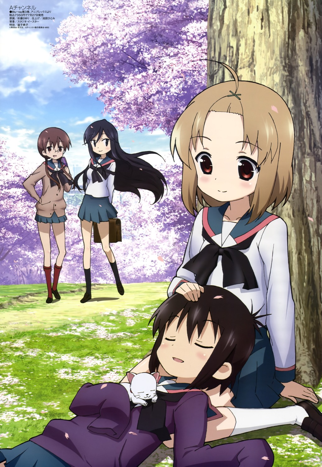 a_channel, ichii_tooru, momoki_run, neko, nishi_yuuko, seifuku, sugitou_sayuri, tennouji_nagisa
