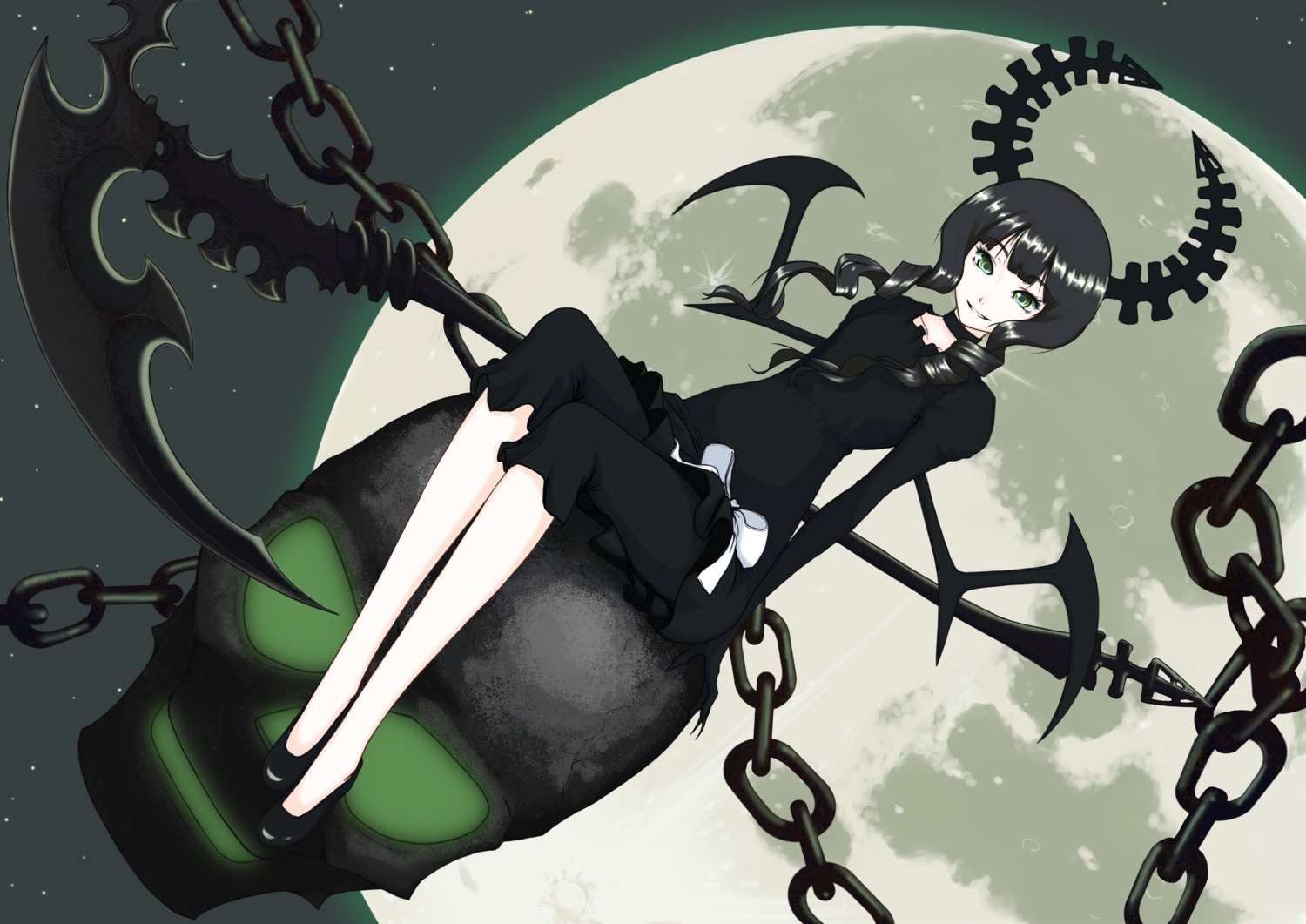 black_rock_shooter, code49, dead_master, horns, vocaloid, wings
