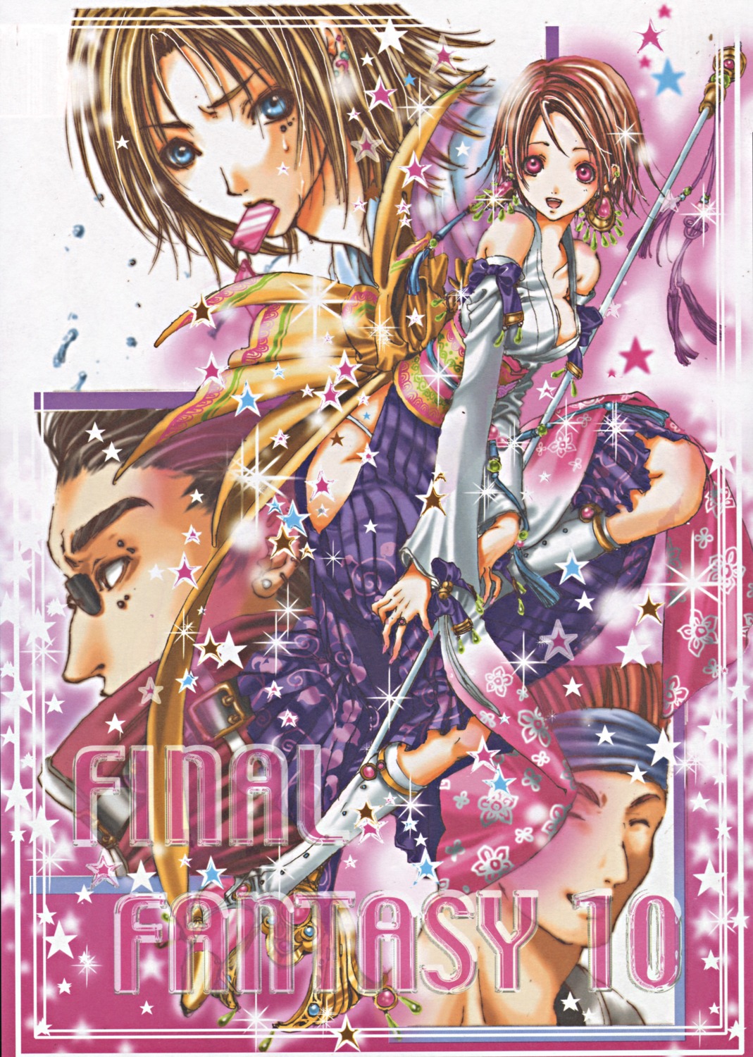 auron, final_fantasy, final_fantasy_x, green_glass, heterochromia, nao_tsukiji, tidus, wakka, yuna