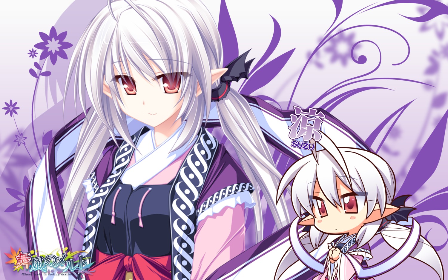 chibi, elf, komowata_haruka, maikaze_no_melt, pointy_ears, suzu_(suzukaze_no_melt), tenmaso, wallpaper