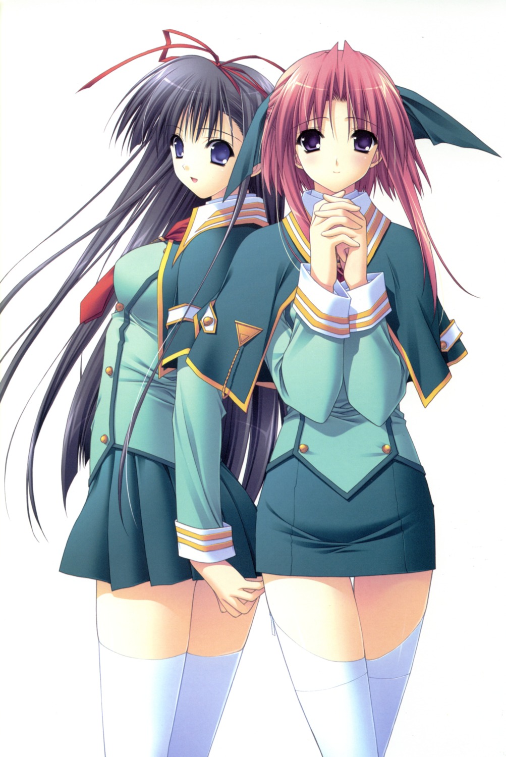 fixme, morisaki_nao, nagase_sayaka, soul_link, suzuhira_hiro, thighhighs, uniform