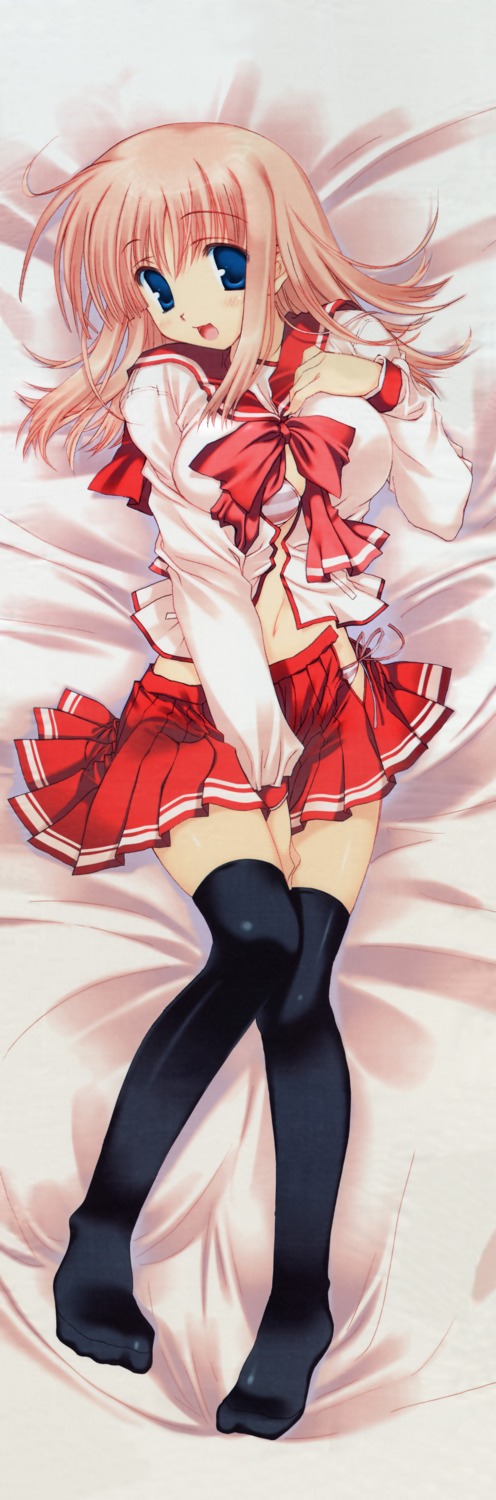 bra, dakimakura, fixed, kouno_harumi, mitsumi_misato, pantsu, seifuku, shimapan, thighhighs, to_heart_(series), to_heart_2, to_heart_2_another_days, undressing