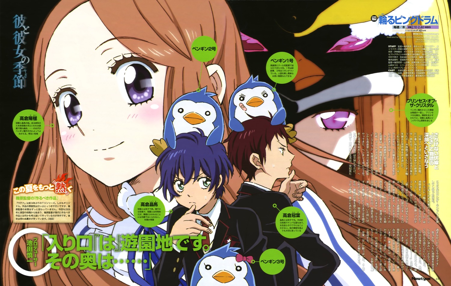 mawaru_penguindrum, nishii_terumi, penguin, takakura_himari, takakura_kanba, takakura_shouma