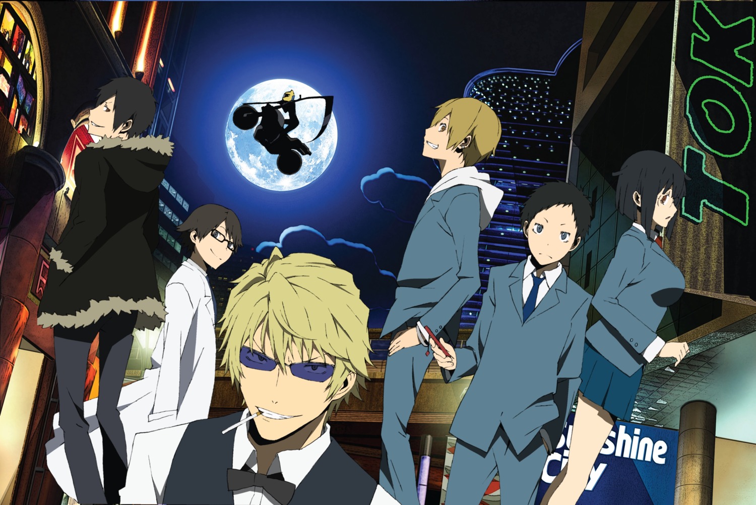 celty_sturluson, durarara!!, heiwajima_shizuo, kida_masaomi, kishitani_shinra, orihara_izaya, ryuugamine_mikado, seifuku