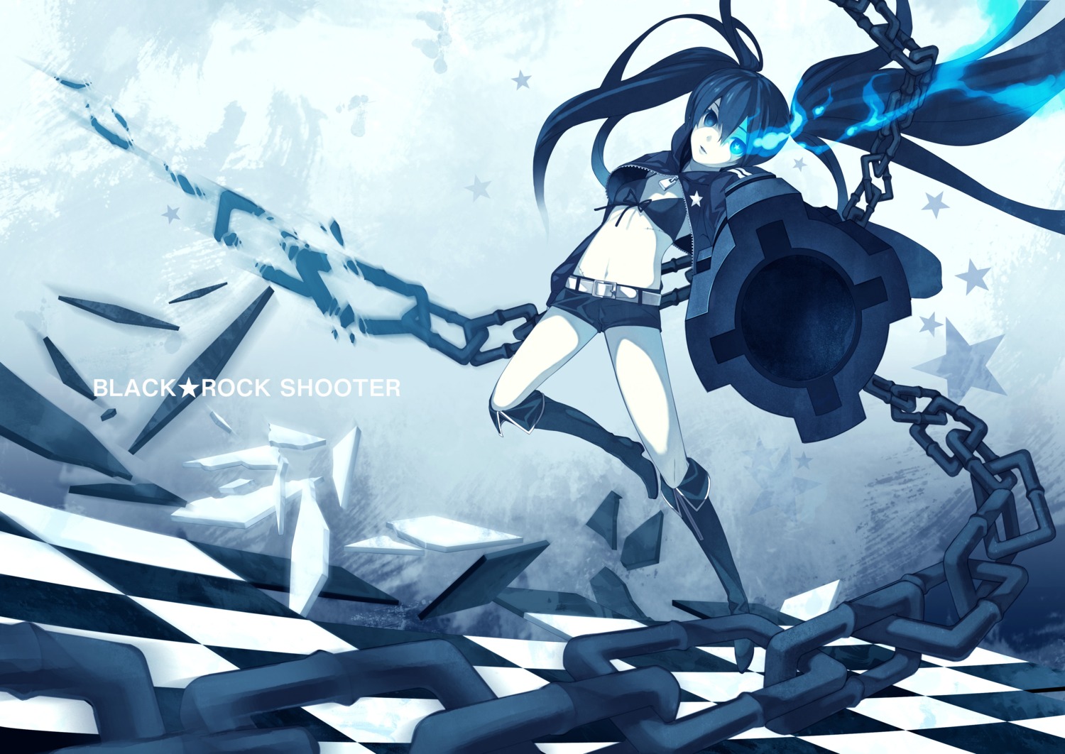 bikini_top, black_rock_shooter, black_rock_shooter_(character), gun, shiranagi_masa, swimsuits, vocaloid
