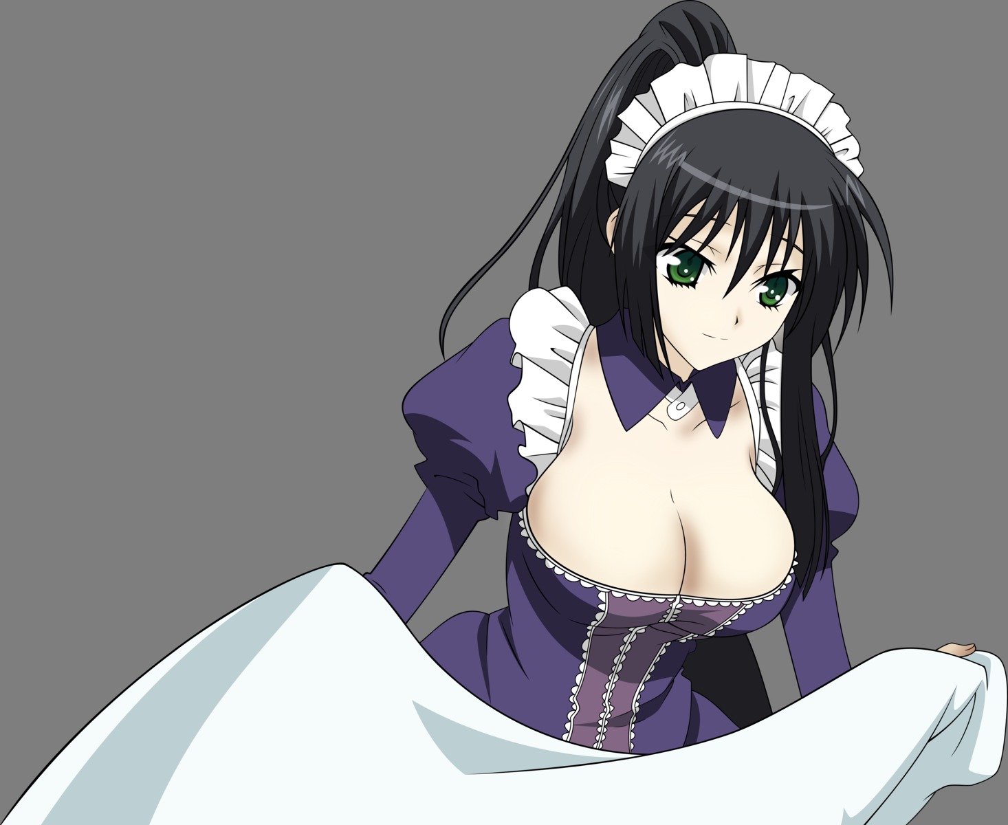cleavage, dress, kore_wa_zombie_desu_ka, maid, seraphim, transparent_png, vector_trace