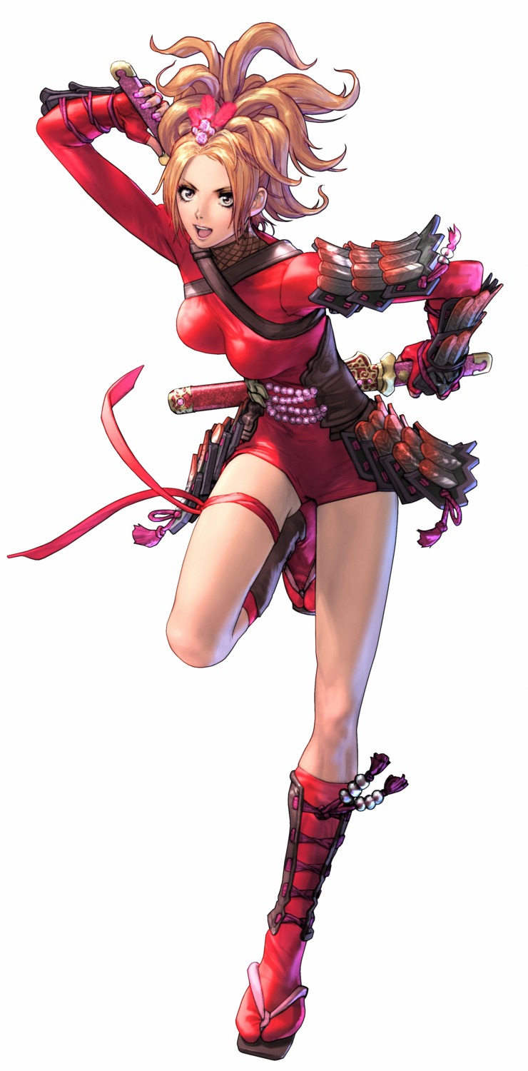 armor, bodysuit, garter, natsu_(soul_calibur), ninja, soul_calibur, soul_calibur_v, sword
