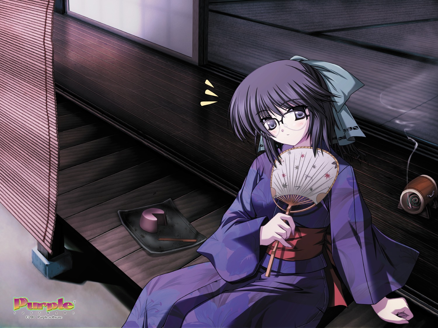 hiiragi_nagisa, megane, natsuiro_komachi, purple_software, tsukimori_hiro, wallpaper, yukata