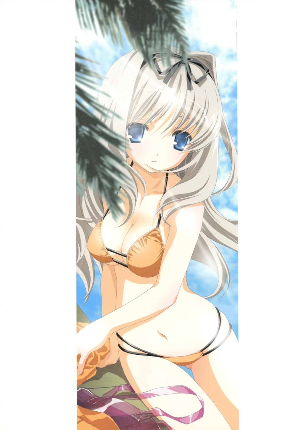 bikini, cleavage, kusugawa_sasara, kyougetsutei, miyashita_miki, paper_texture, swimsuits, to_heart_(series), to_heart_2