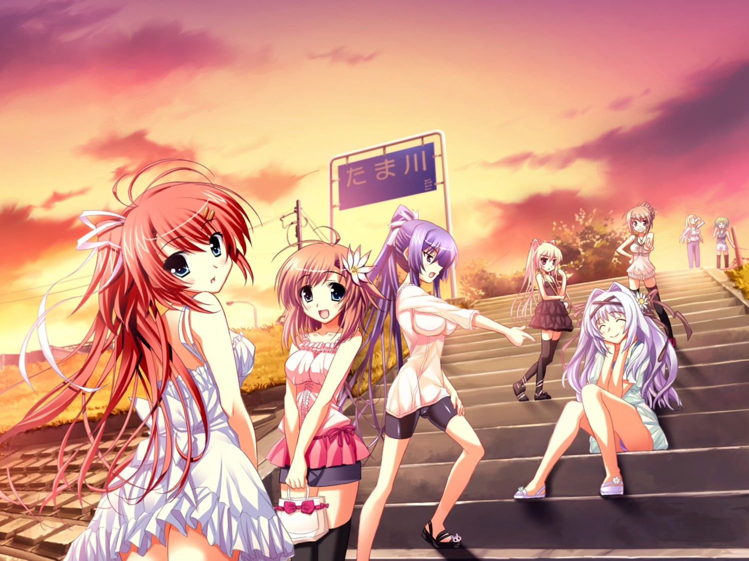ariko_yohichi, bike_shorts, dress, inuzumi_masaki, kashimada_sayaka, nakahara_akane, nakahara_kaede, nanahara_tsubaki, natukawa_manami, ohshiro_suzuna, pantsu, sakuraba_yaeka, saotome_rinko, summer_dress, thighhighs, trouble@spiral!