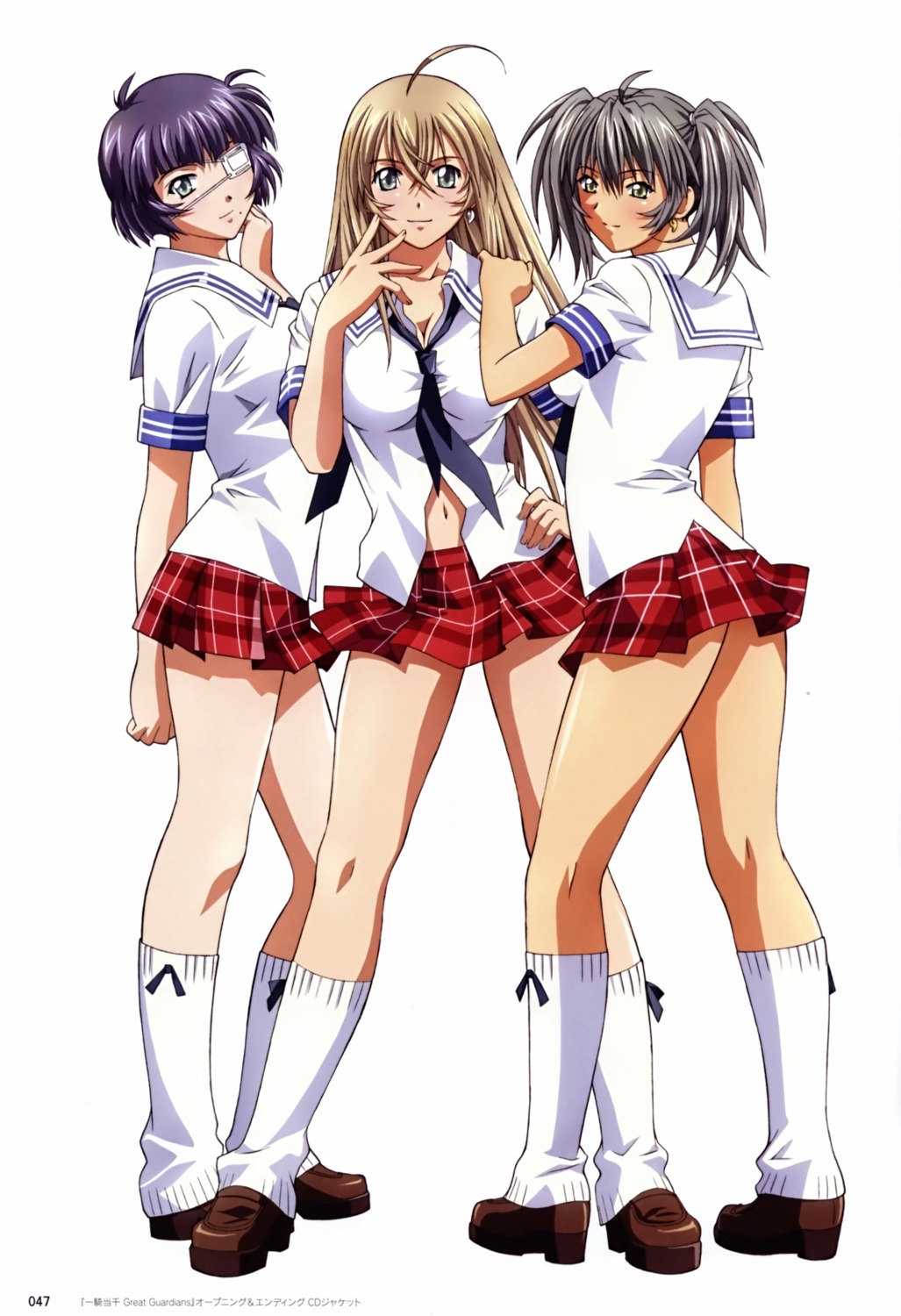 cleavage, eyepatch, ikkitousen, ikkitousen~great_guardians~, rin_sin, ryofu_housen, ryomou_shimei, scanning_resolution, seifuku, sonsaku_hakufu