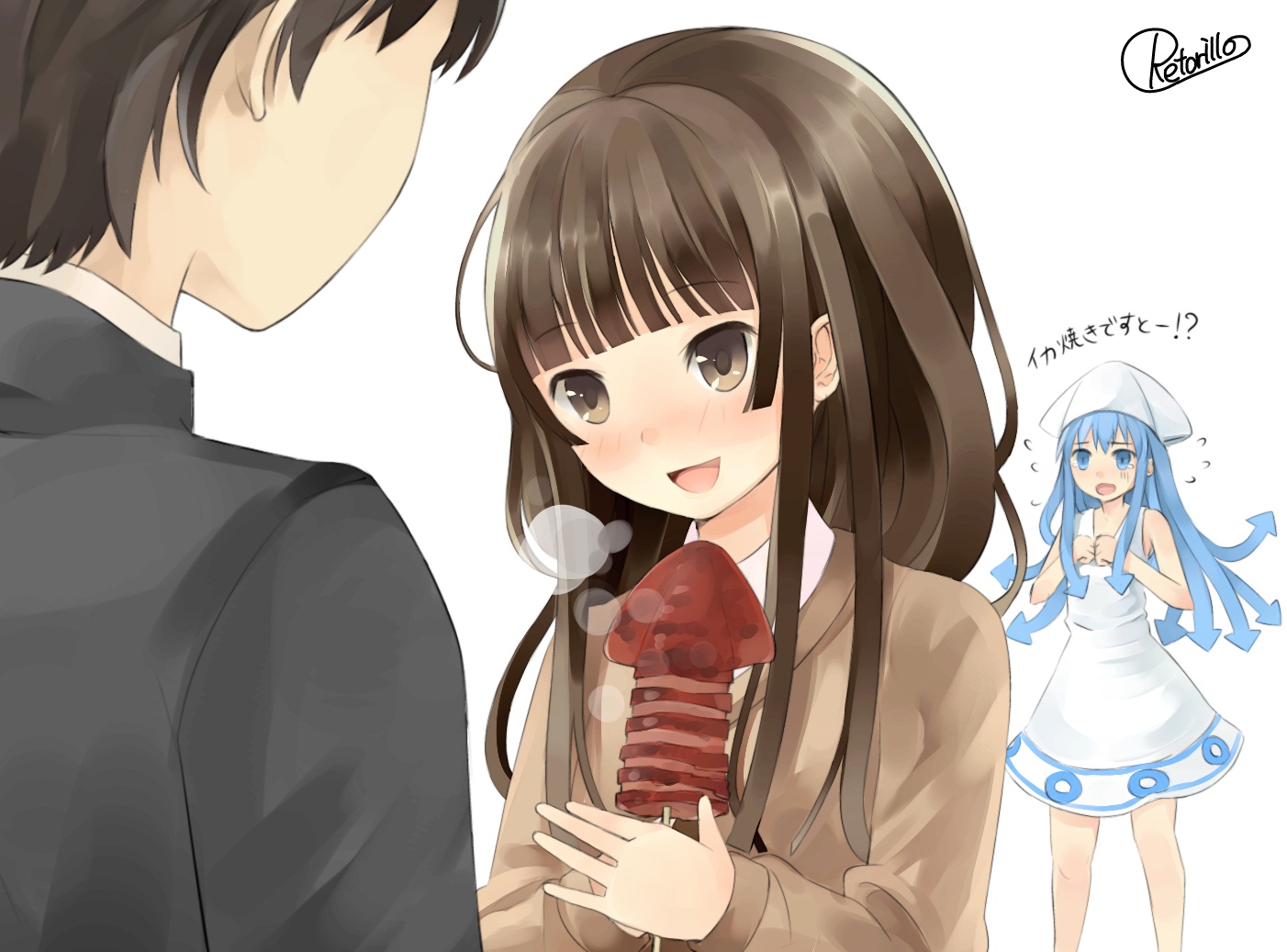 amagami, crossover, ikamusume, kamizaki_risa, retoriro, shinryaku!_ikamusume, signa