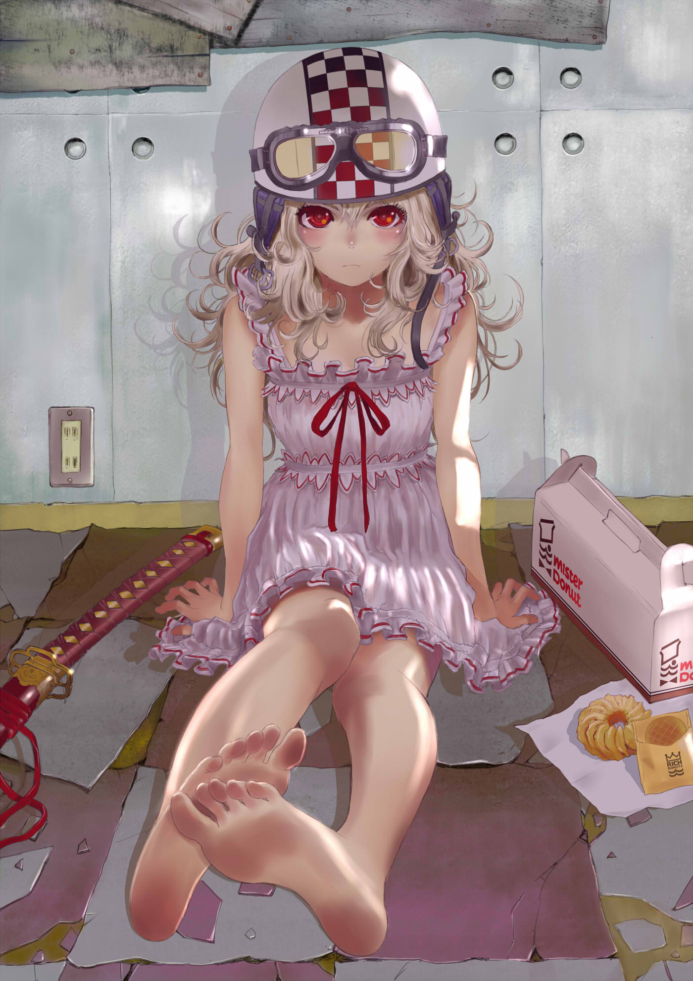 bakemonogatari, dress, manvow, monogatari_(series), oshino_shinobu, sword