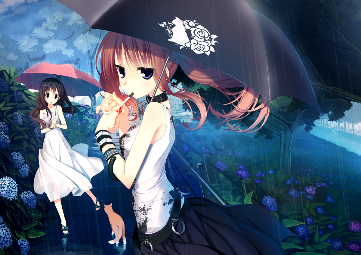 dress, kagome, minakami_yuki, neko, smoking, subarashiki_hibi, takashima_zakuro