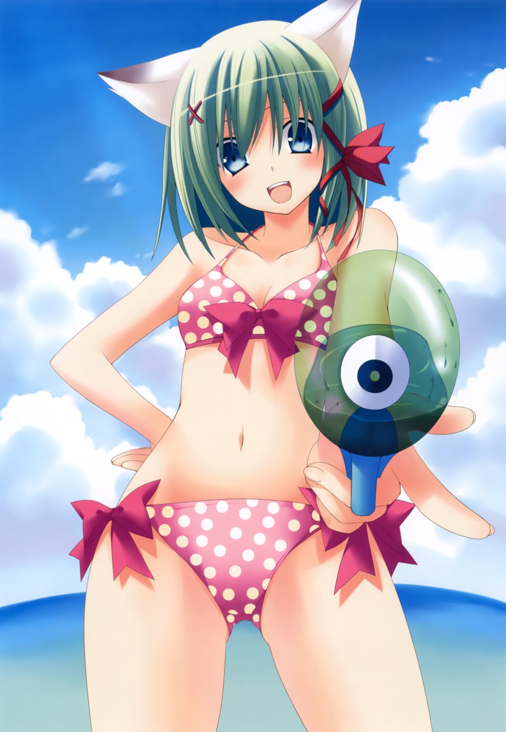 animal_ears, bikini, greenwood, midori, nekomimi, swimsuits, zinno