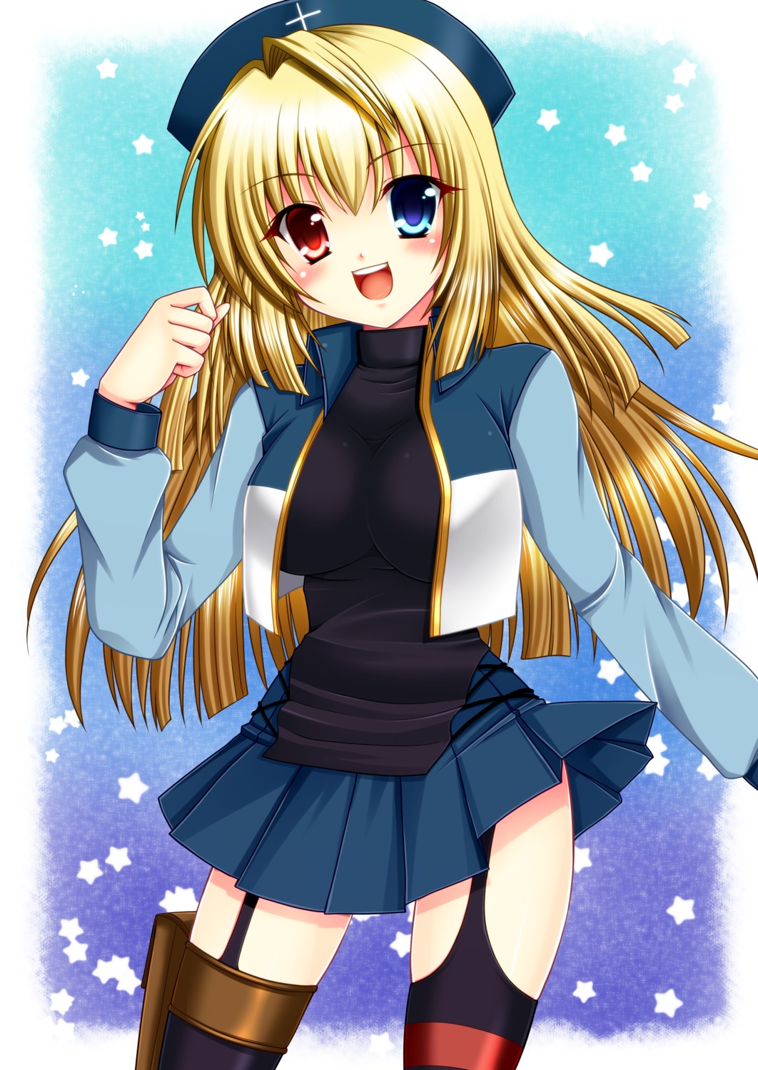 asaduki_kanai, heterochromia, thighhighs