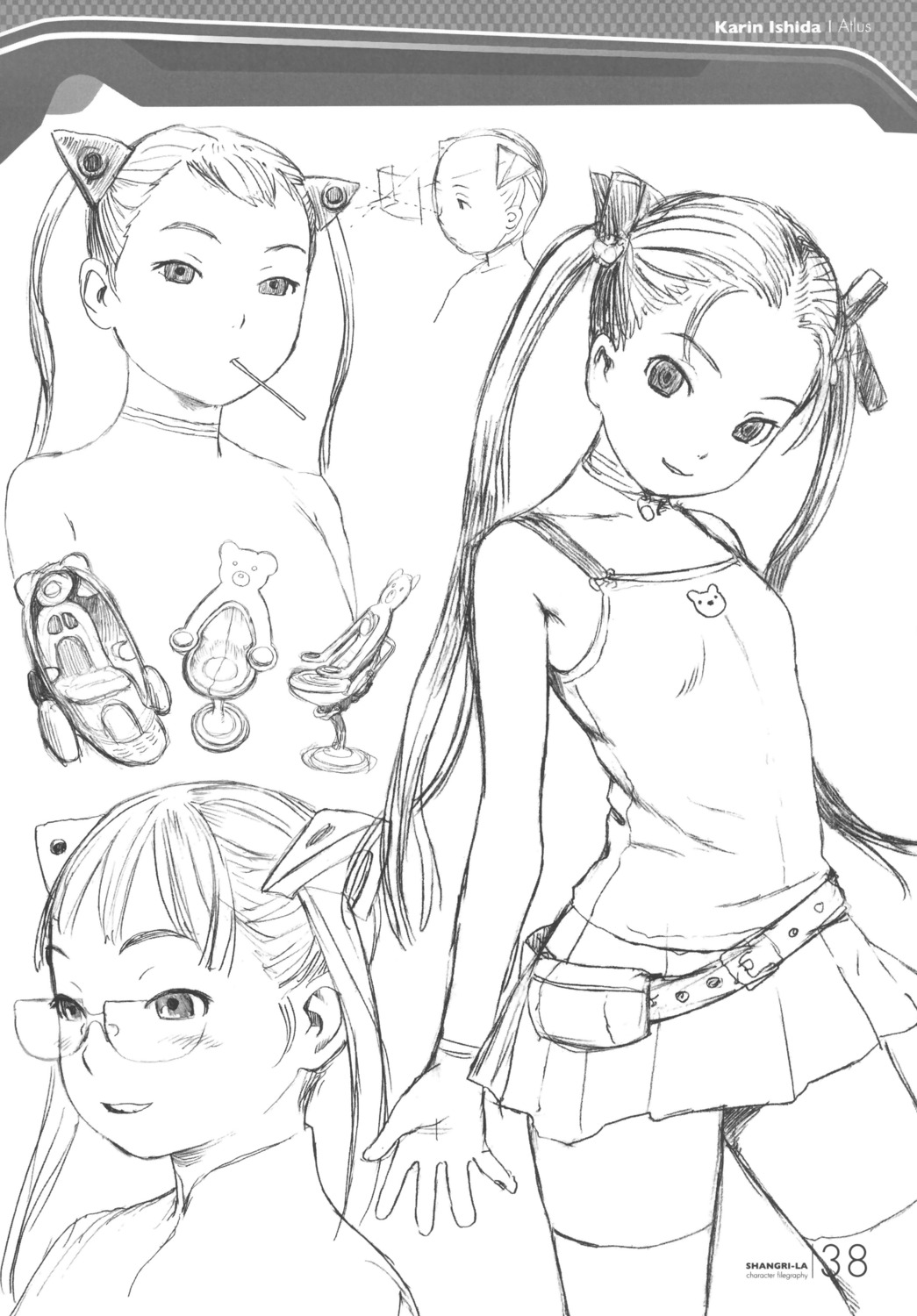 character_design, ishida_karin, monochrome, range_murata, shangri-la, sketch
