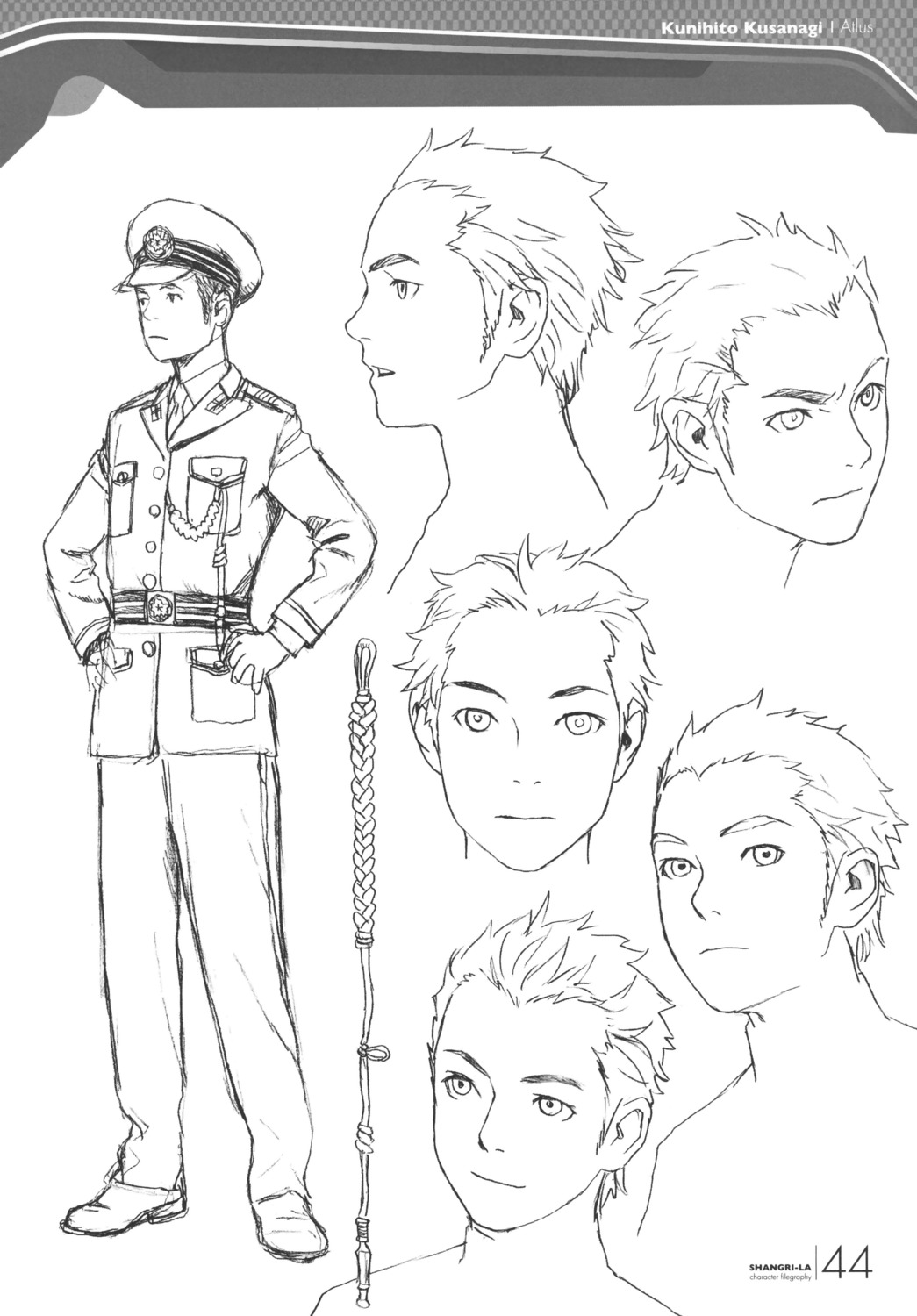 character_design, kusanagi_kunihito, male, monochrome, range_murata, shangri-la, sketch