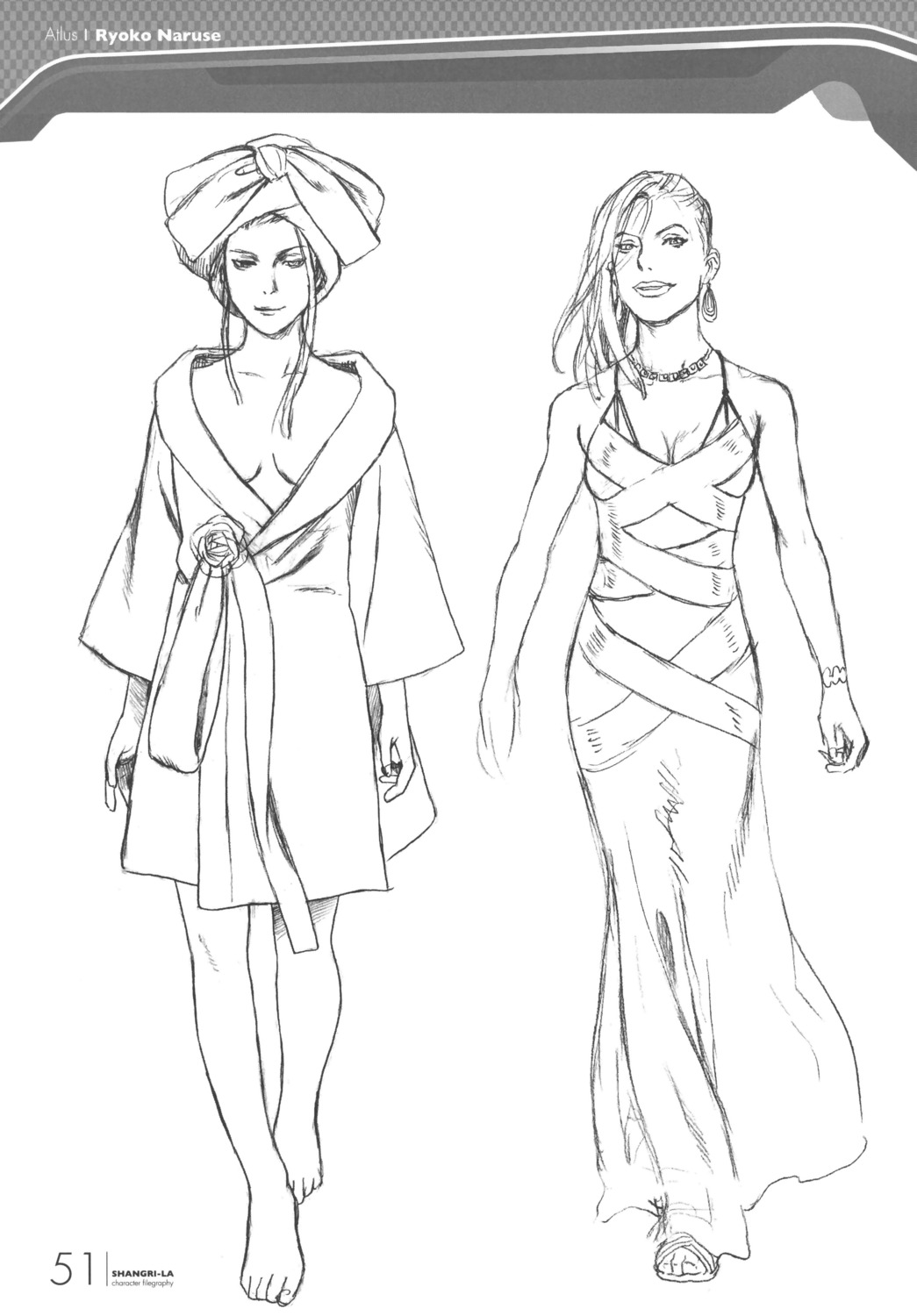 character_design, monochrome, naruse_ryouko, range_murata, shangri-la, sketch