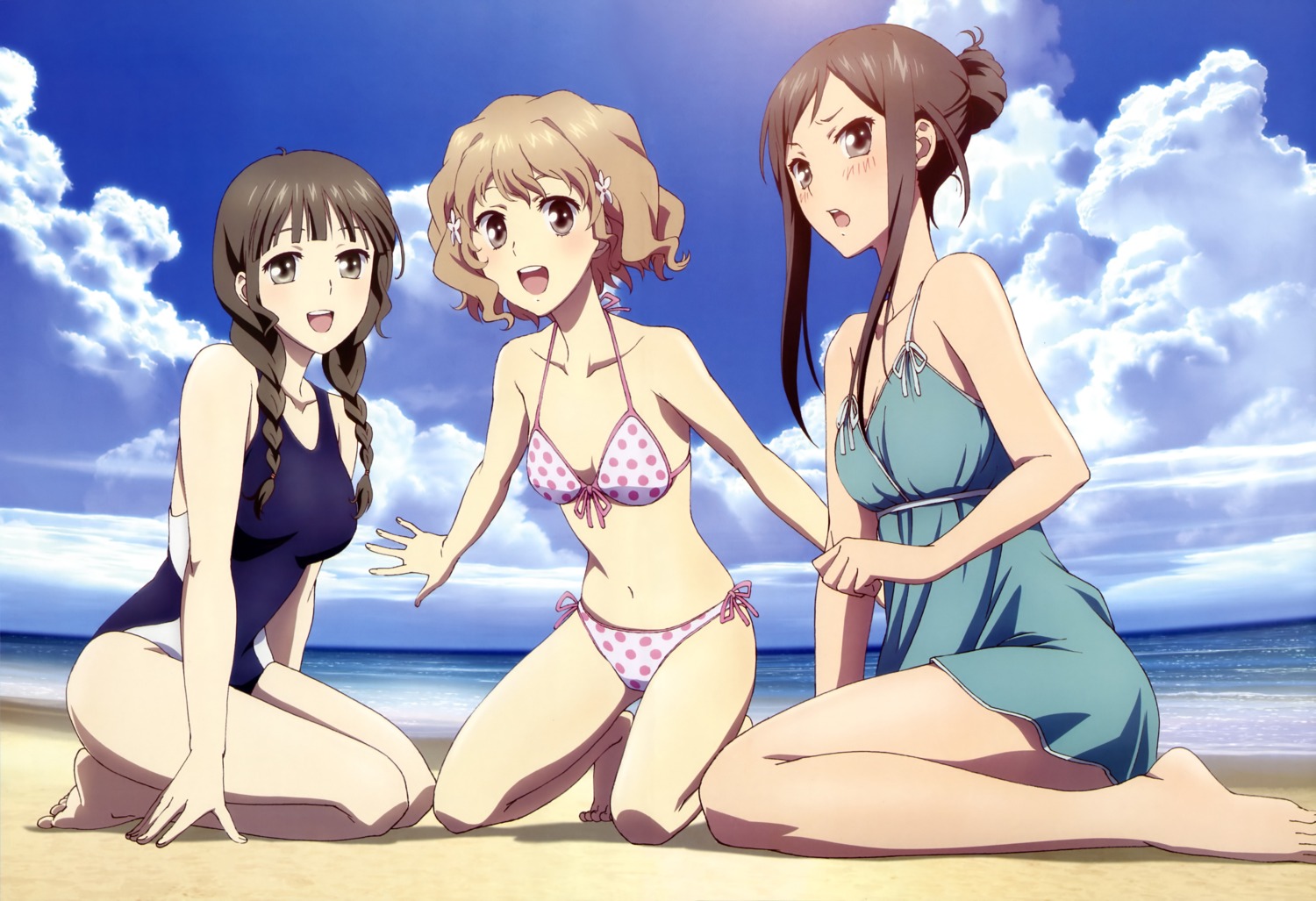 bikini, hanasaku_iroha, matsumae_ohana, oshimizu_nako, suganuma_fumihiko, swimsuits, tsurugi_minko