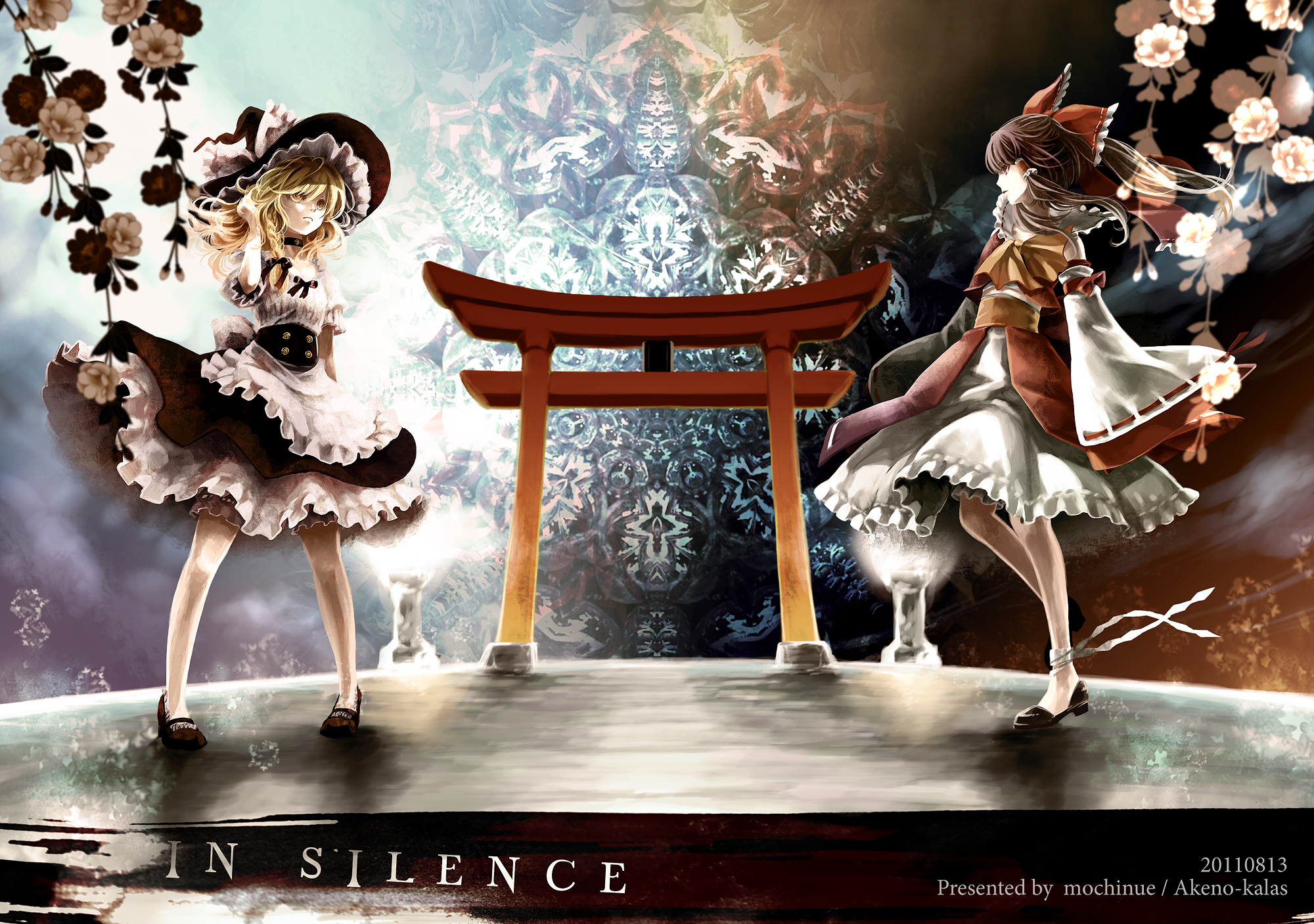 hakurei_reimu, kirisame_marisa, mochinu, touhou