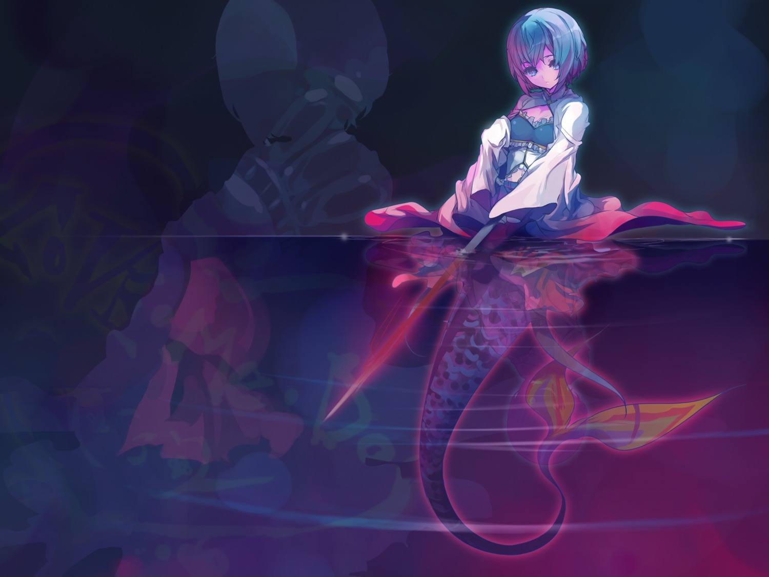 akaga_hirotaka, mahou_shoujo_madoka_magica, mermaid, miki_sayaka, monster_girl, wallpaper