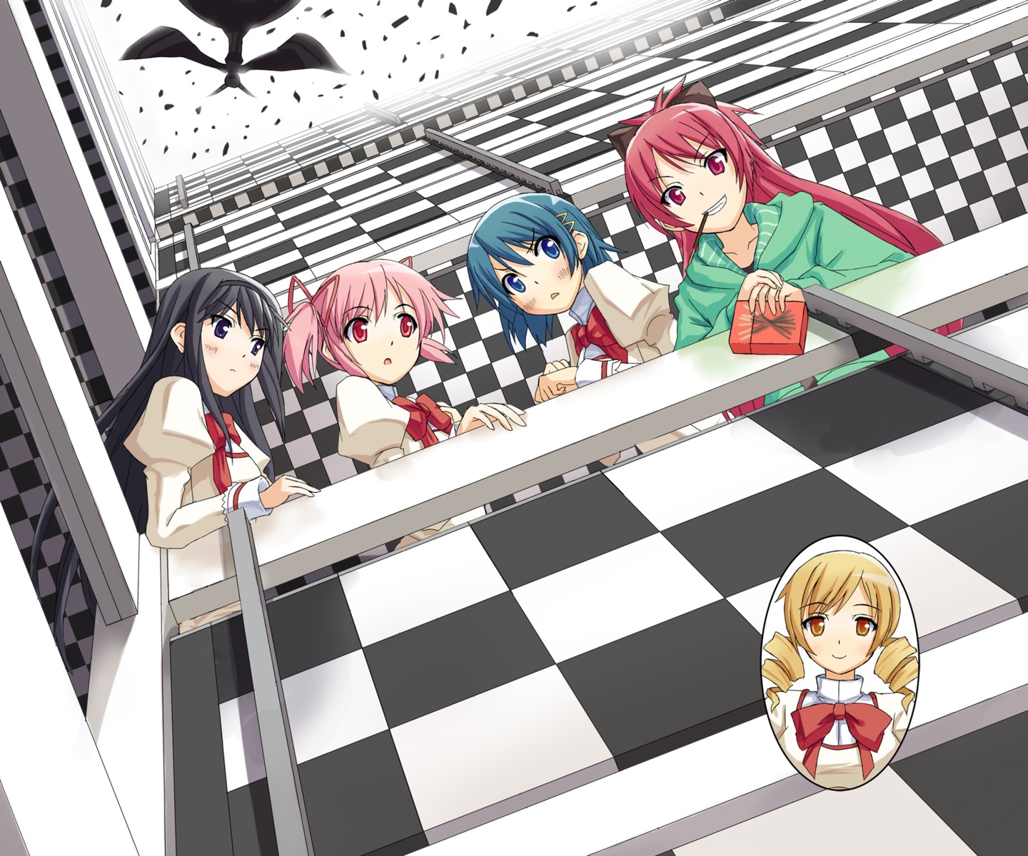 akemi_homura, kaname_madoka, mahou_shoujo_madoka_magica, miki_sayaka, minazuki_(karashikazoku), sakura_kyouko, tomoe_mami