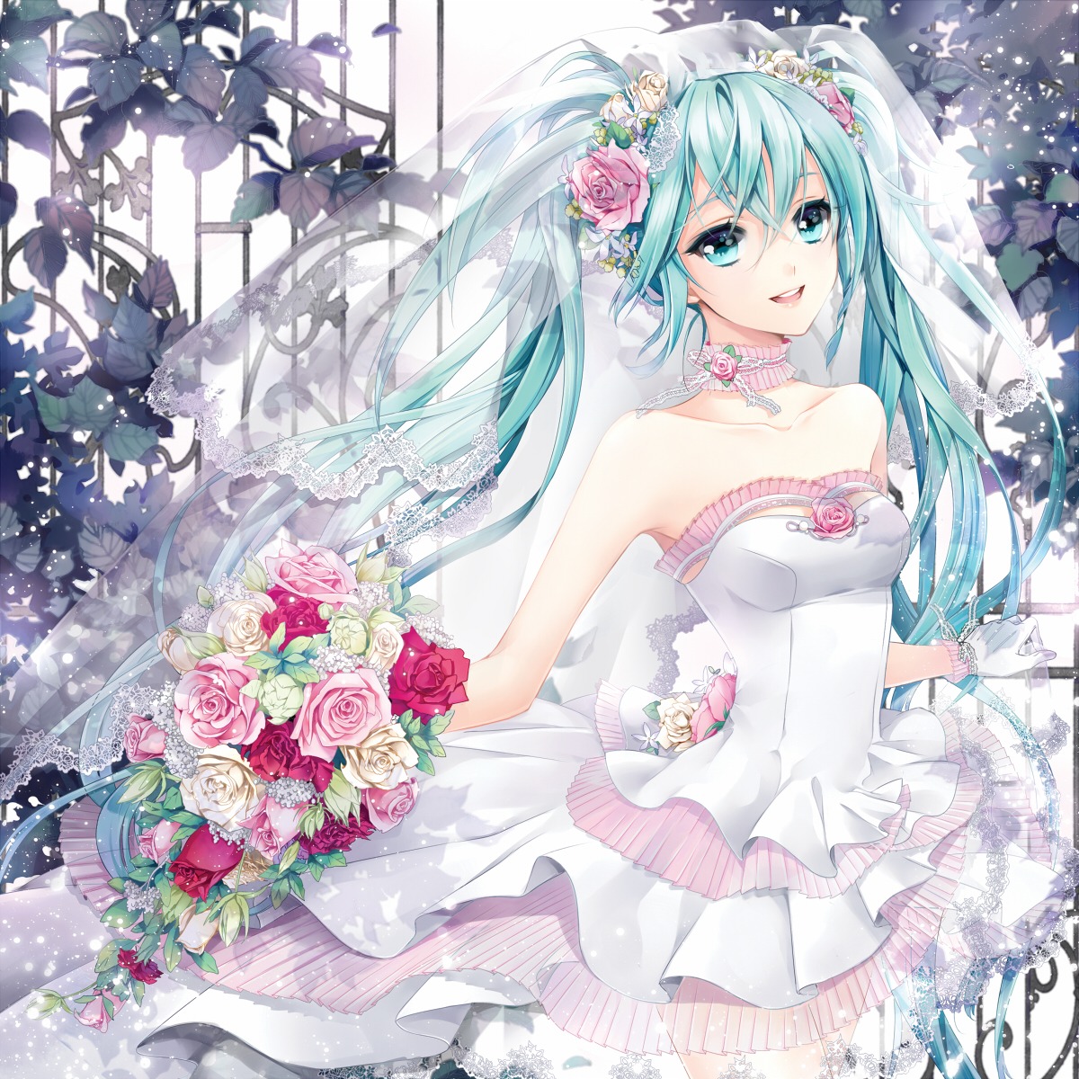 cocoon_(loveririn), dress, hatsune_miku, vocaloid, wedding_dress