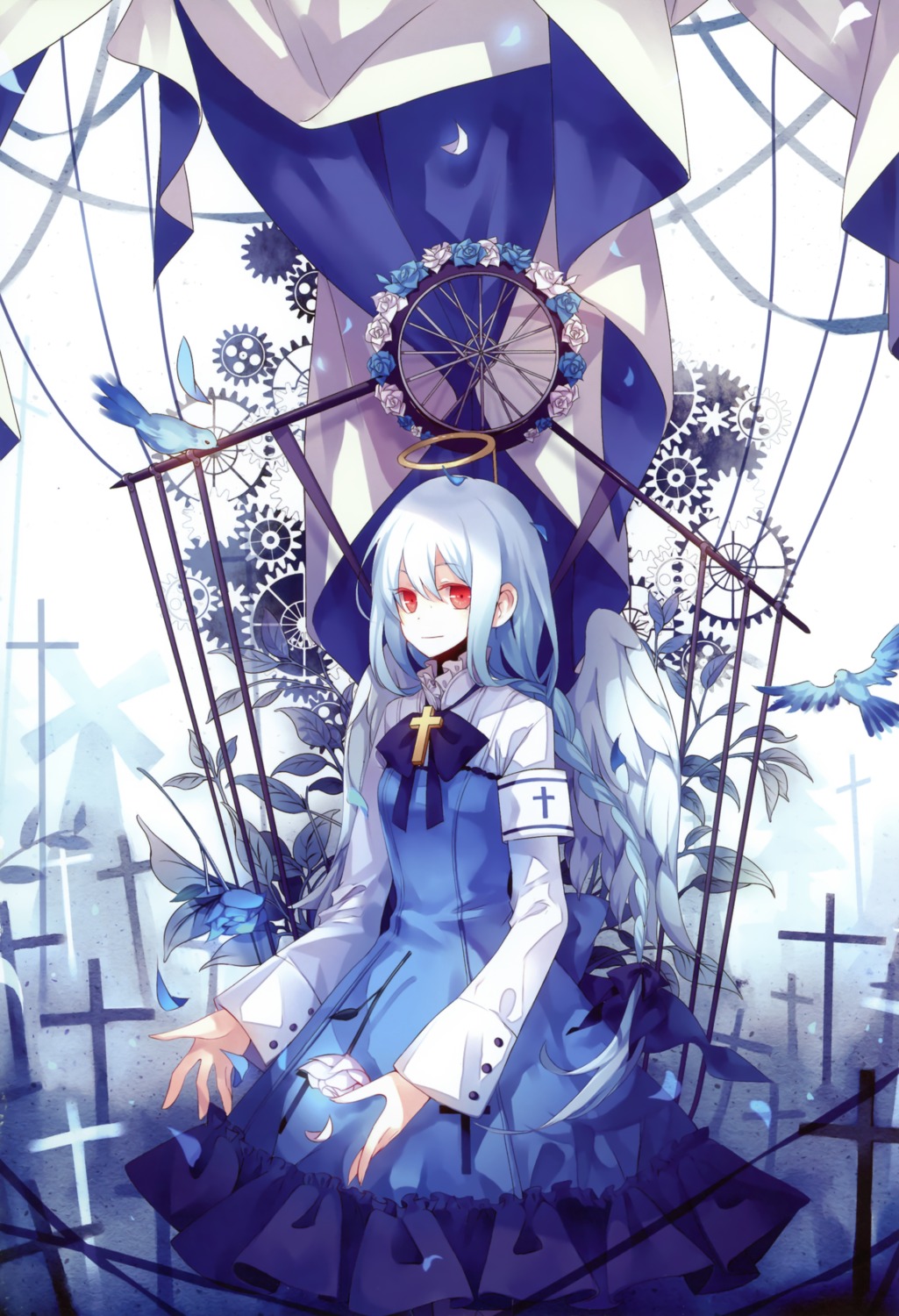 angel, dhiea, dress, gothic_lolita, joshua, lolita_fashion, moe_shoujo_ryouiki, pause, wings