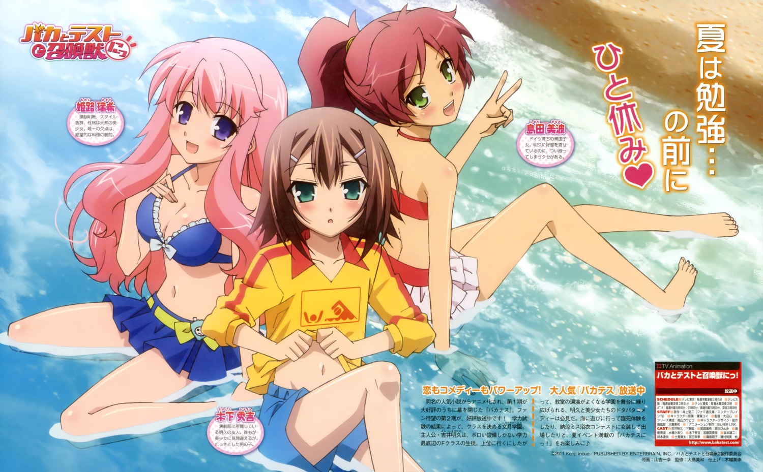 baka_to_test_to_shoukanjuu, bikini, himeji_mizuki, kinoshita_hideyoshi, shanji_kazuyuki, shimada_minami, swimsuits, trap