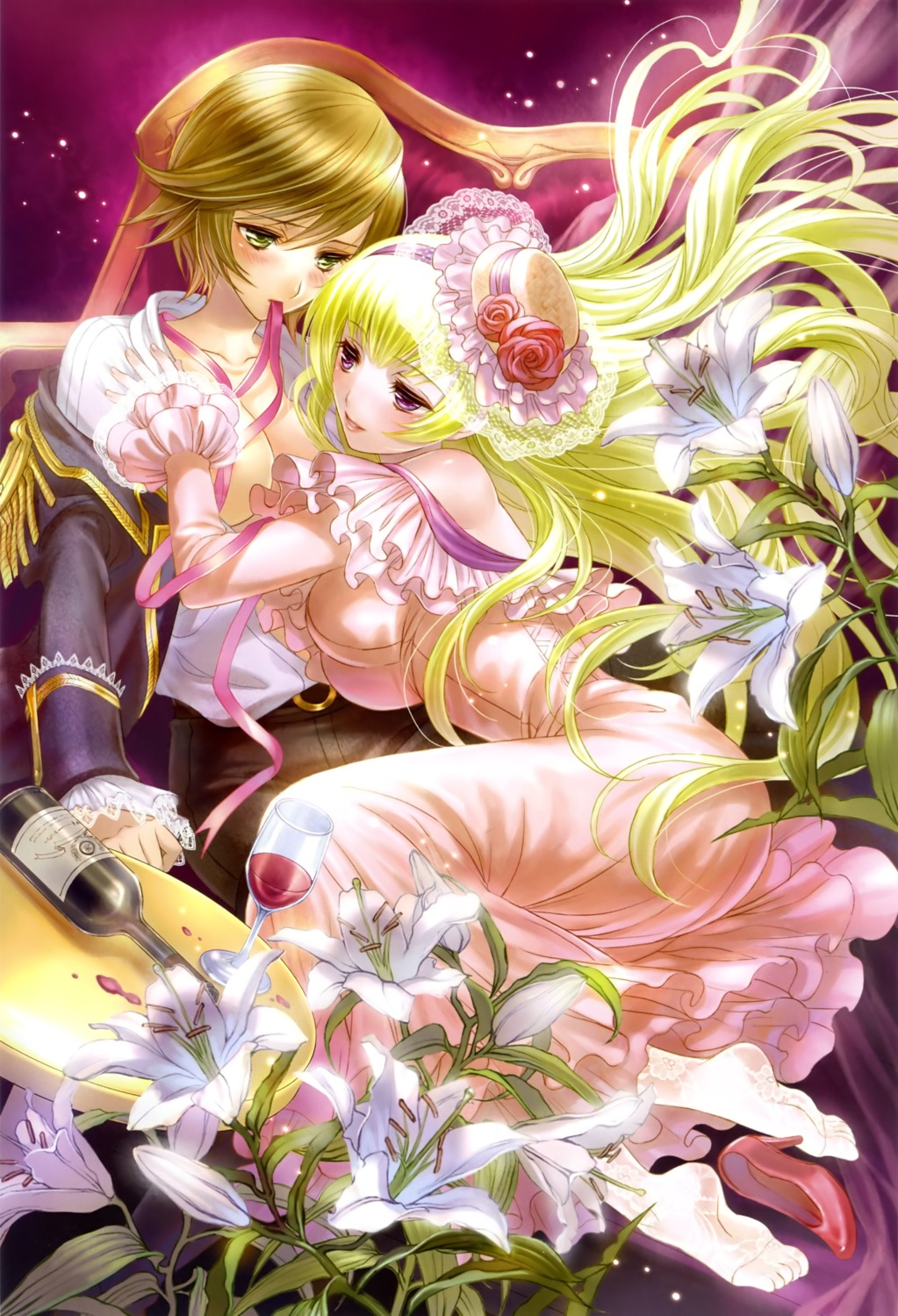 amajio_komeko, cleavage, open_shirt, yuri