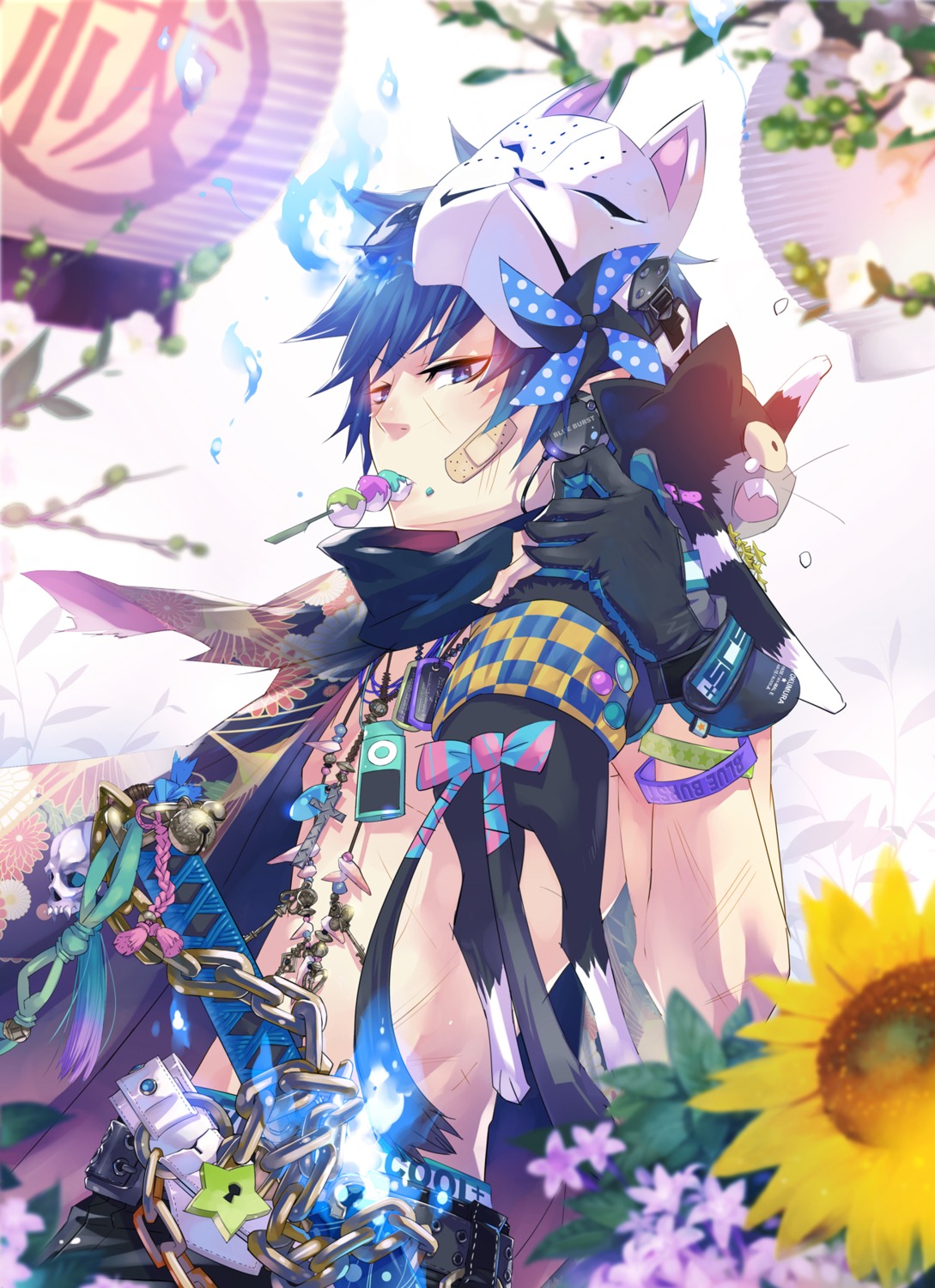 ao_no_exorcist, headphones, kuro_(ao_no_exorcist), male, monq, neko, okumura_rin