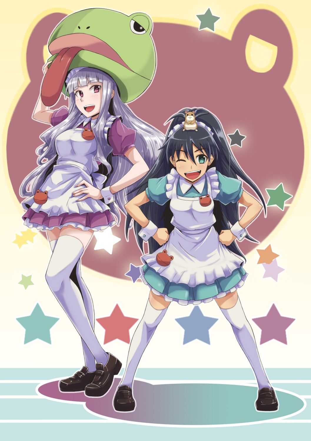 dan, ganaha_hibiki, maid, shijou_takane, the_idolm@ster, thighhighs