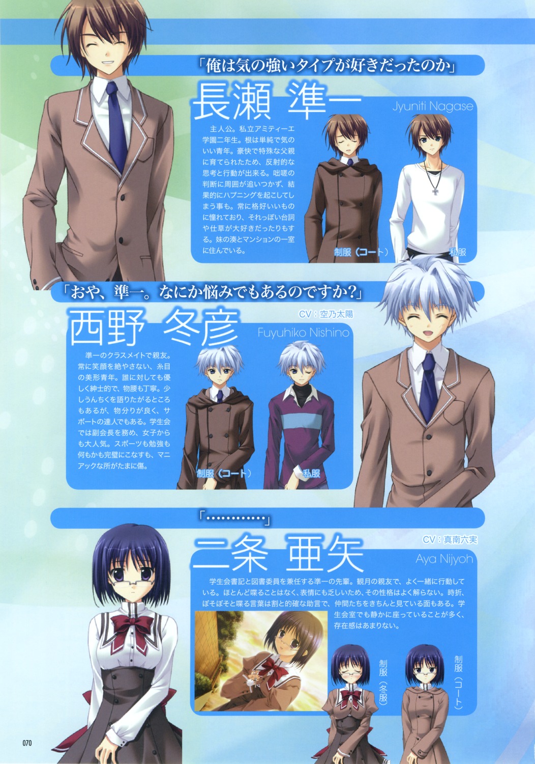 akane_iro_ni_somaru_saka, feng, nagase_junichi, nijou_aya, nishino_fuyuhiko, profile_page