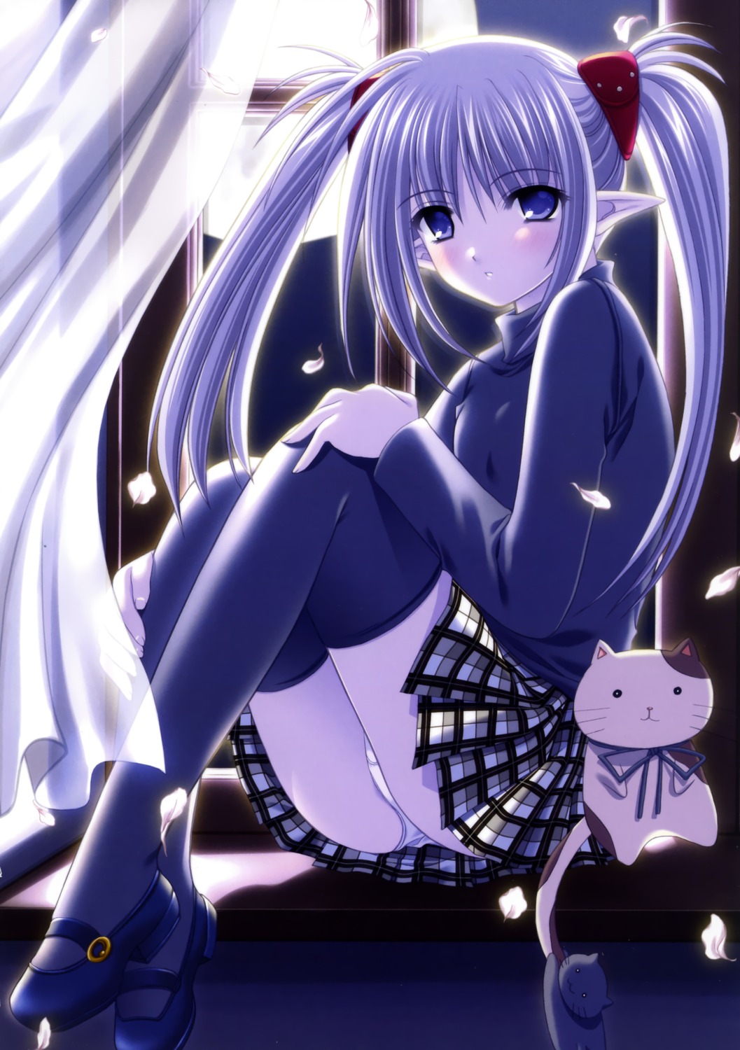 nishimata_aoi, pantsu, pointy_ears, primula, shuffle, thighhighs