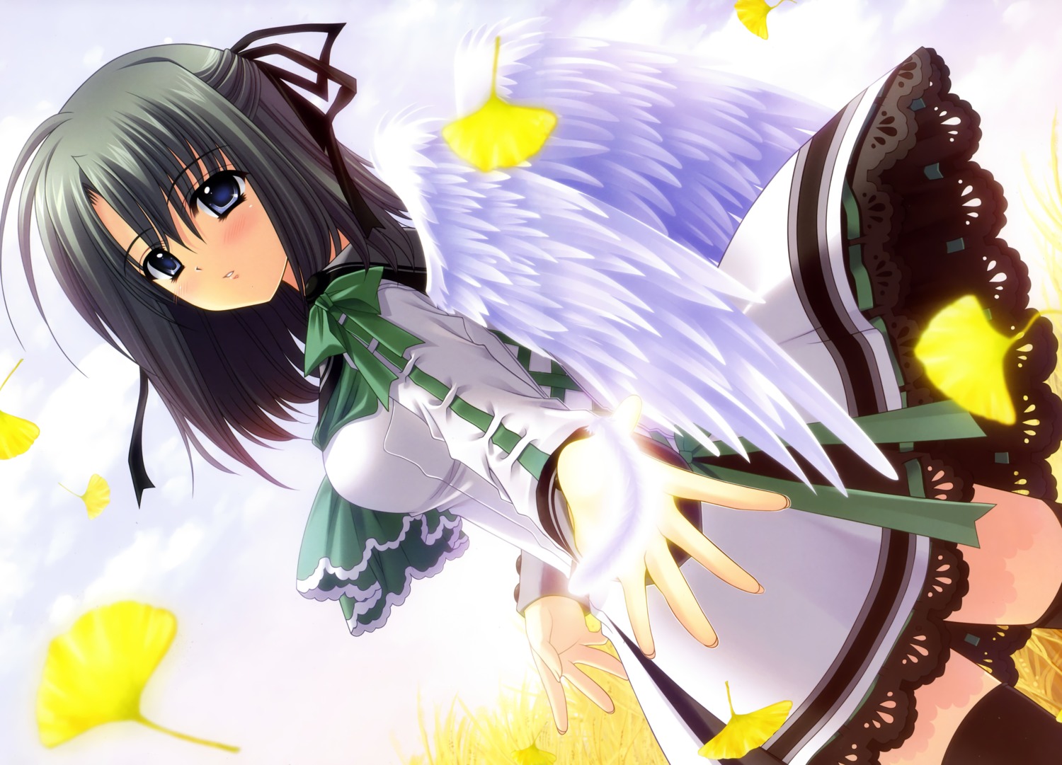 hayashida_misaki, nishimata_aoi, oretachi_ni_tsubasa_wa_nai, seifuku, thighhighs, wings