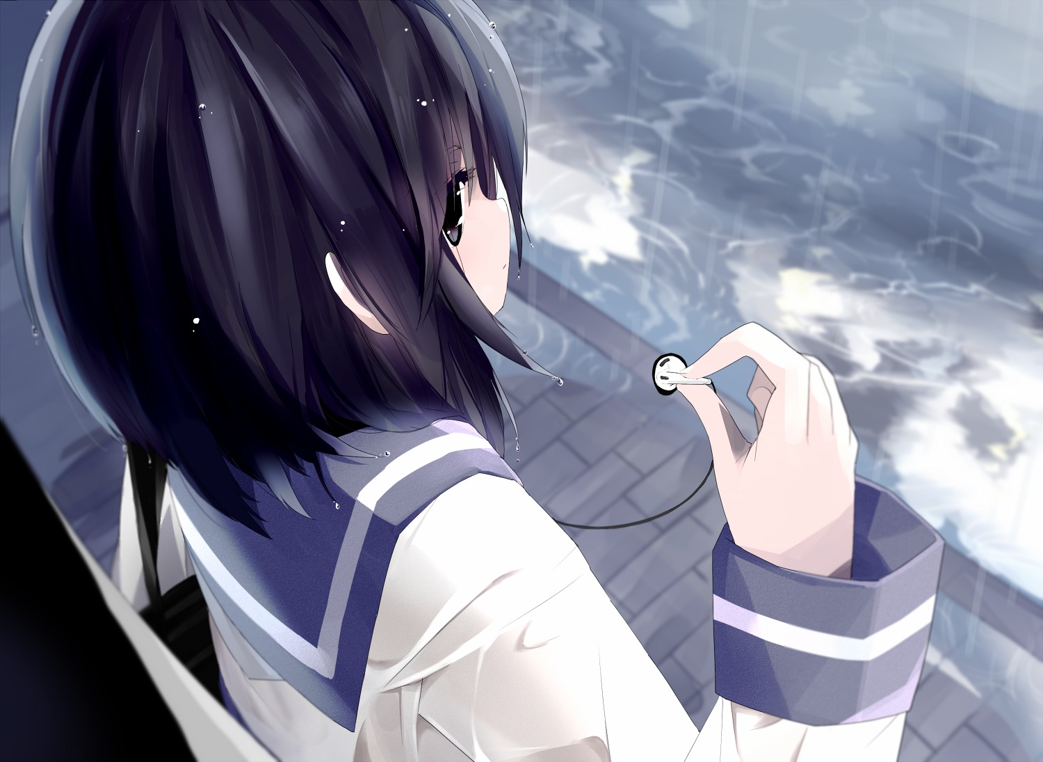 headphones, mizushirazu, seifuku