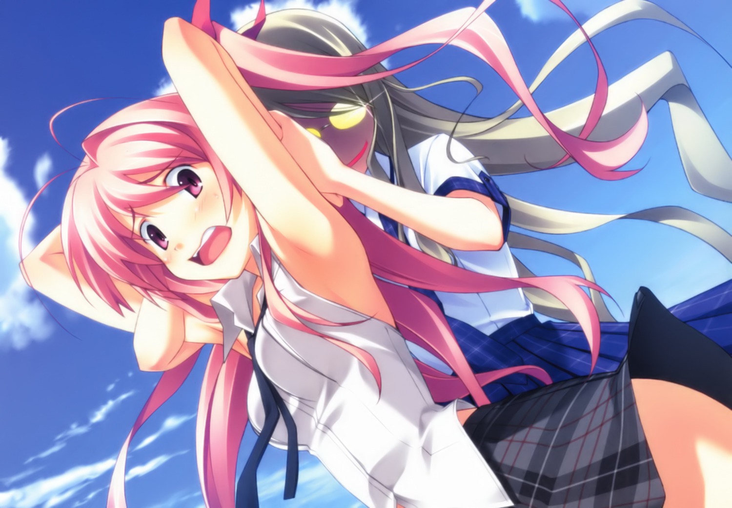 chaos;head, kusunoki_yua, sakihata_rimi, sasaki_mutsumi, seifuku
