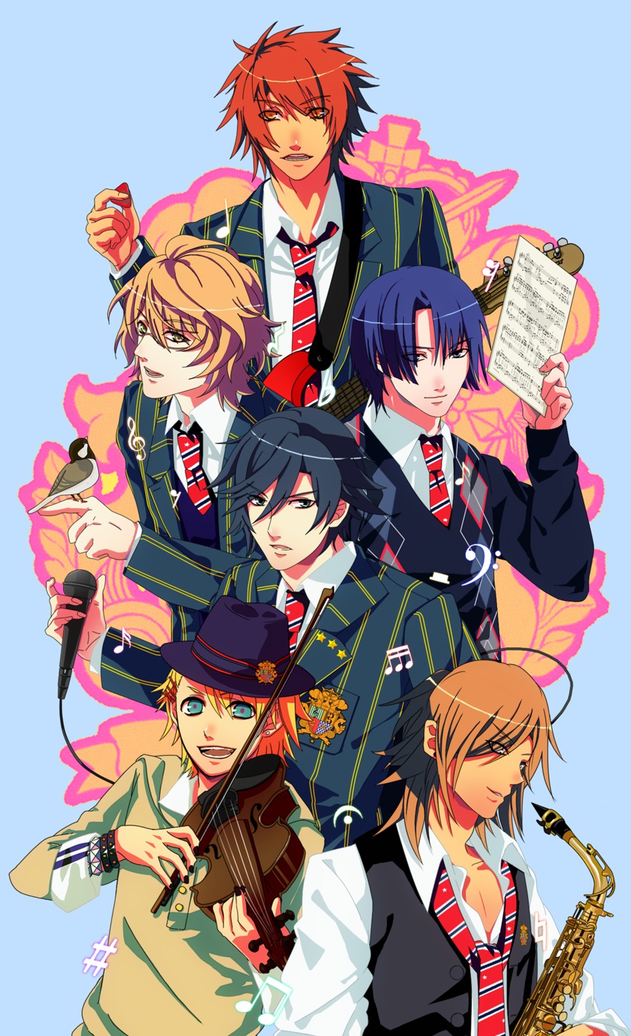 guitar, hijirikawa_masato, ichinose_tokiya, ittoki_otoya, jinguuji_ren, kurusu_shou, male, shinomiya_natsuki, touka0919, uta_no_prince_sama