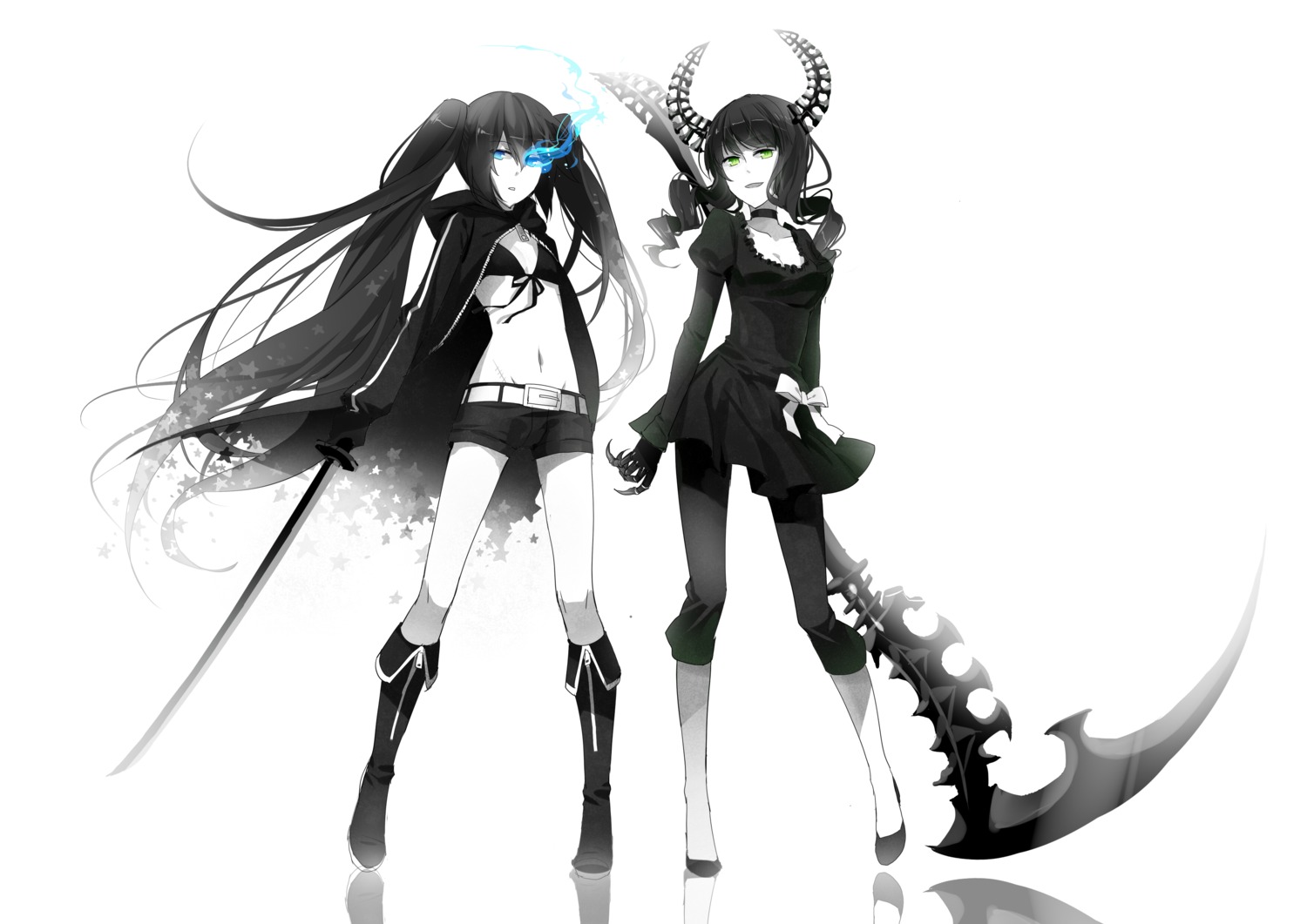 bikini_top, black_rock_shooter, black_rock_shooter_(character), dead_master, rella, swimsuits, sword, vocaloid