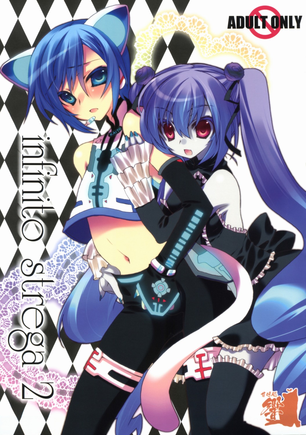 animal_ears, hatsune_miku, hibiki_seiya, kaito, nekomimi, tail, thighhighs, vocaloid