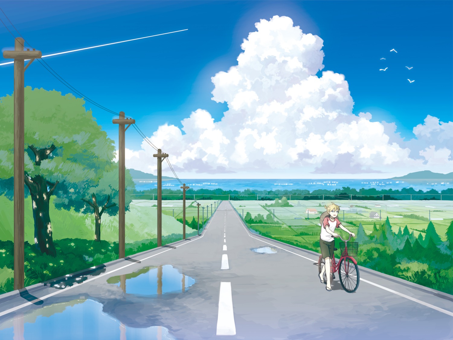 amemura, kagamine_len, landscape, male, vocaloid